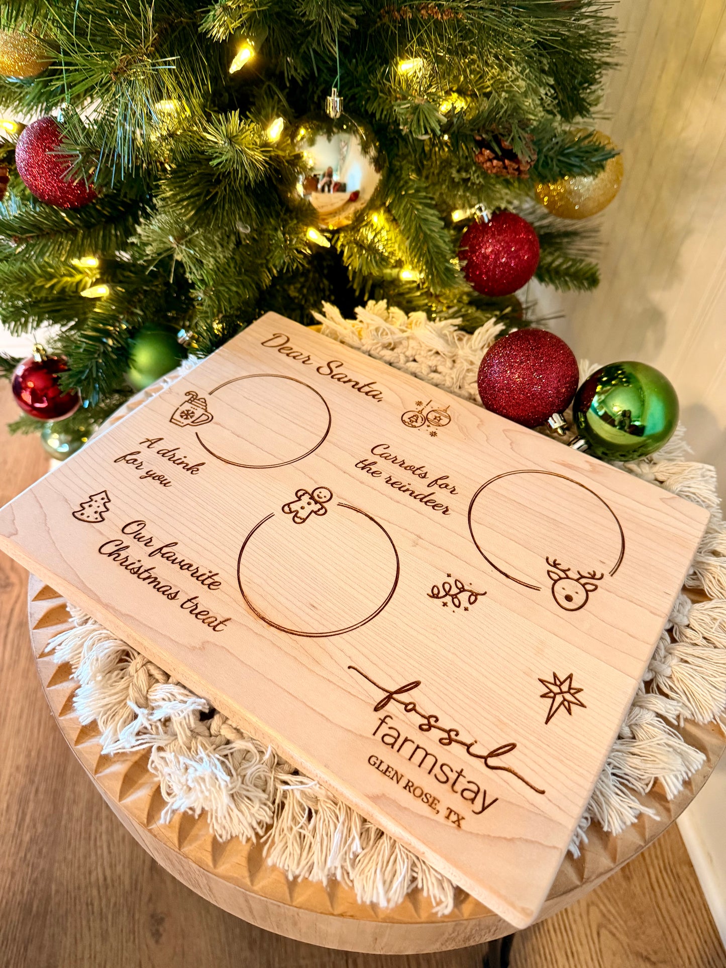Custom Engraved Santa Treat Board for Short Term Rental