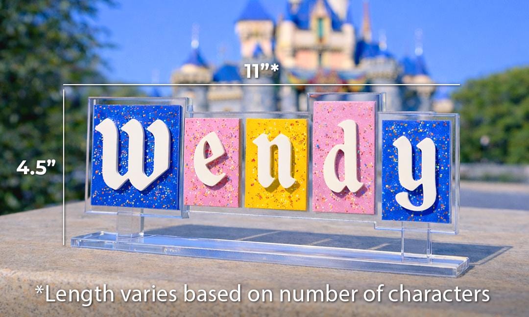 Large Custom Disneyland Name Sign, Acrylic Disney Home Decor, Disney Nursery Sign, Teacher Name Plate, Lawyer Name Sign, Wedding Table Name