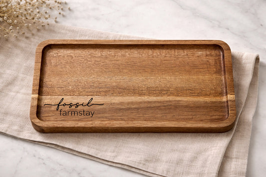 Custom Engraved Acacia Wood Welcome Tray for Airbnb