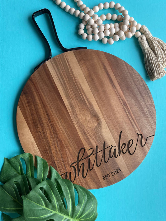 Round Serving Board with Handle